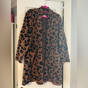 Knox Rose leopard print cardigan duster size L